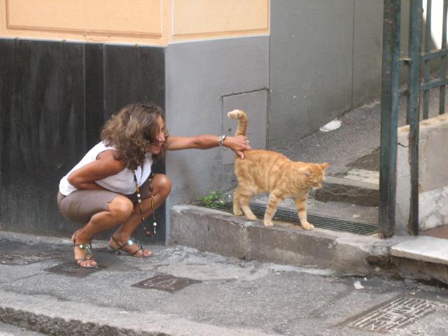 Showing off for adoring Italian woman in Trevi near Genova